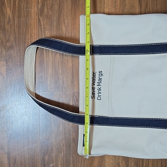 Lands' End Navy and Cream Medium Canvas Tote Bag "Save Water, Drink Margs" - Picture 9 of 10